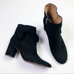 Madewell Esme Bow Boot Black Suede Ankle Tie Sz 9